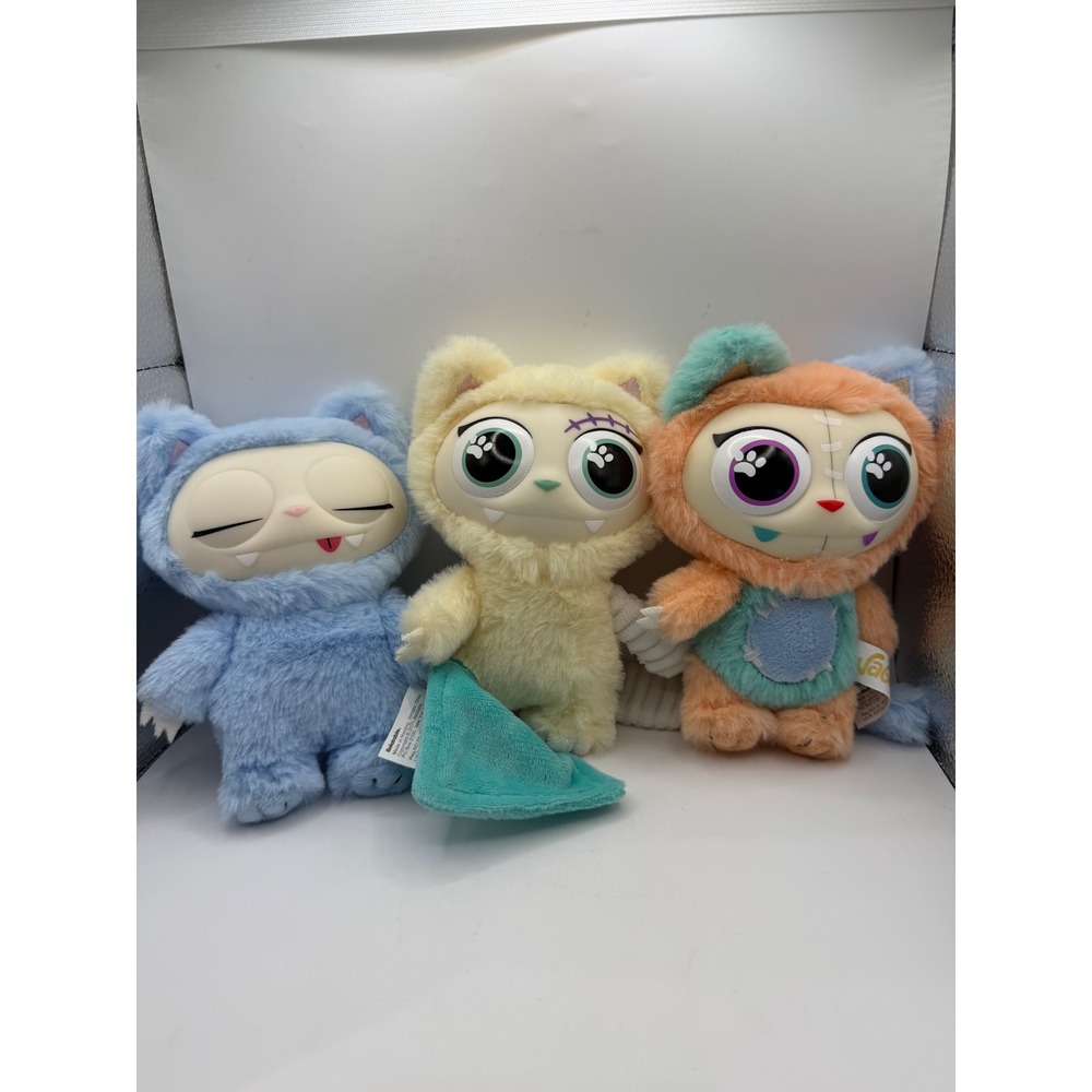 Wabi Sabi Plush Monster Clip On Lot Blue Yellow Orange Bag Charm 6 Inch 3pc